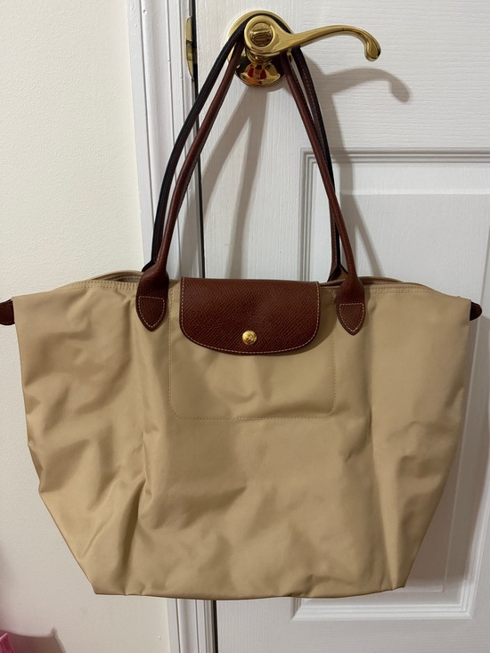 Longchamp Handbags - Longchamp Le Pliage Large Tote Beige with Brown